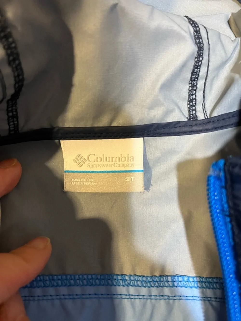 Columbia Toddler Two-Tone Blue Hooded Rain Jacket 3T - Picture 3 of 4
